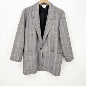 TR Bentley Plaid Blazer M Women's Tailored Preppy Light Academia Old Money Vtg